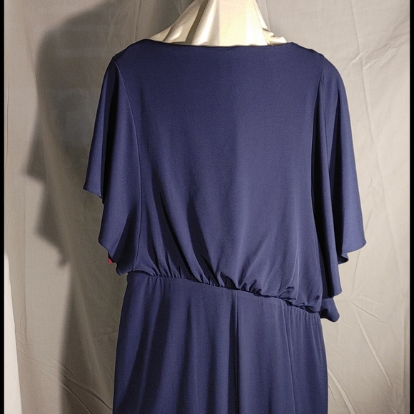 Vince Camuto Navy size M Dress Short Sleeves Elastic Waist Zips under Arm - Picture 6 of 8